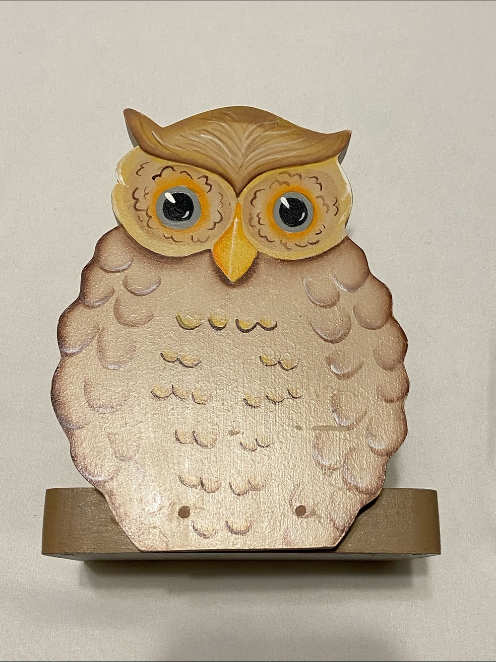 Vintage Decorative Owl napkin holder- Tan and Yellow Accent